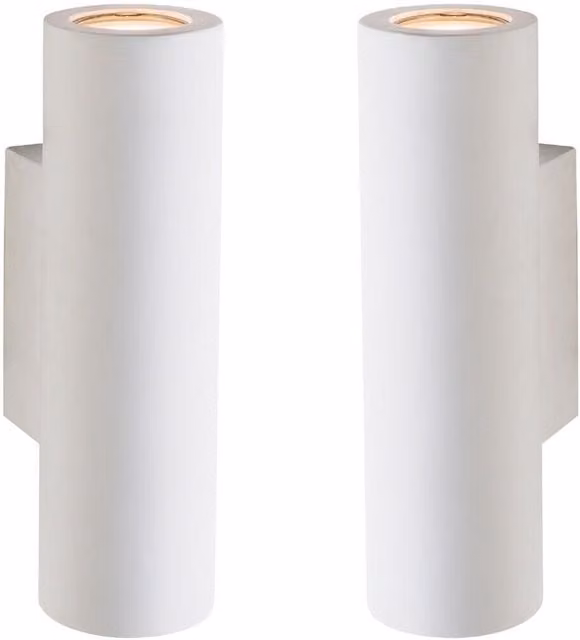 Loops 2 Pack Modern Up and Down LED Wall Light Kit in Primed White Ceramic – 1