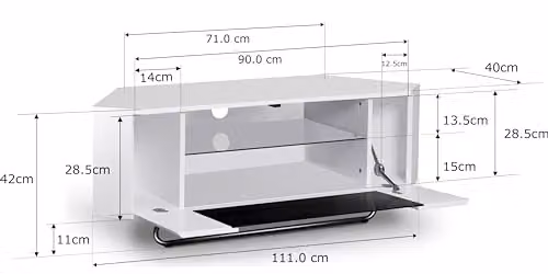 Centurion Supports Hampshire Gloss White and Black Contrast TV Cabinet for 26-50 inch Flat Screen TVs W/D/H: 111 x 40 x 41 cm – 3