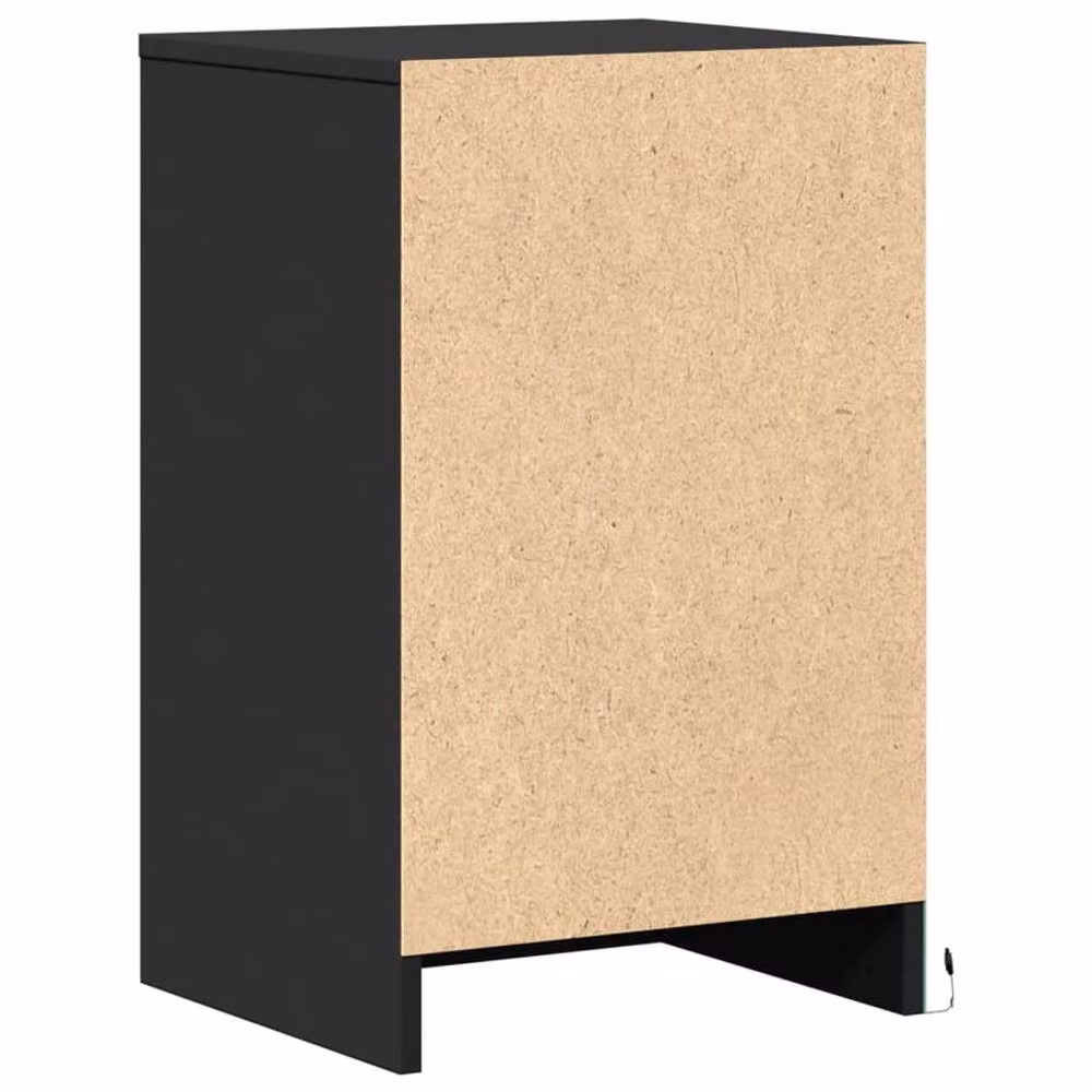 Berkfield Home Modern Black Bedside Cabinet with Integrated LED Lighting, W/D/H: 38 x 34 x 61 cm – 6