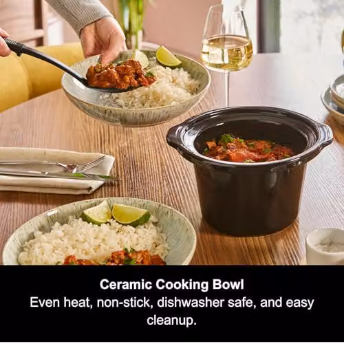 Morphy Richards 1.5L Compact Slow Cooker in Silver with Ceramic Pot and Stainless Steel Finish – 3