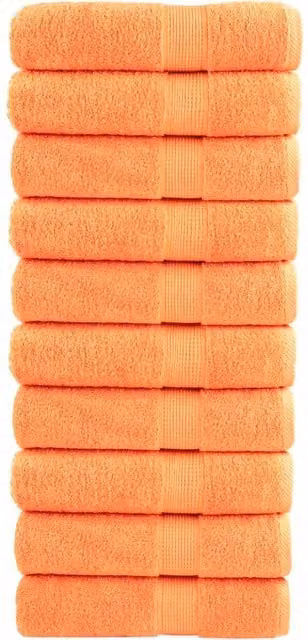 Berkfield Home SOLUND Premium Cotton Terry Bath Towels, Orange, 10 Pack, W: 100 cm, L: 150 cm, 600 gsm – 1