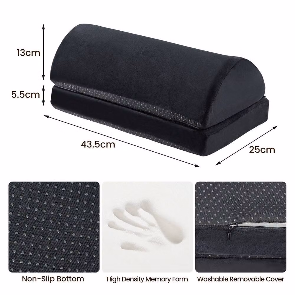 Havendro Adjustable 2-Height Memory Foam Desk Footrest in Black, W/D/H: 43.5 x 43.5 x 18.5 cm – 2