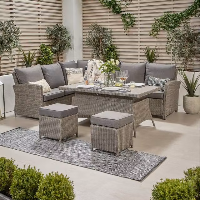 Pacific Lifestyle 8 Seater Modern Outdoor Rattan Furniture Set in Grey