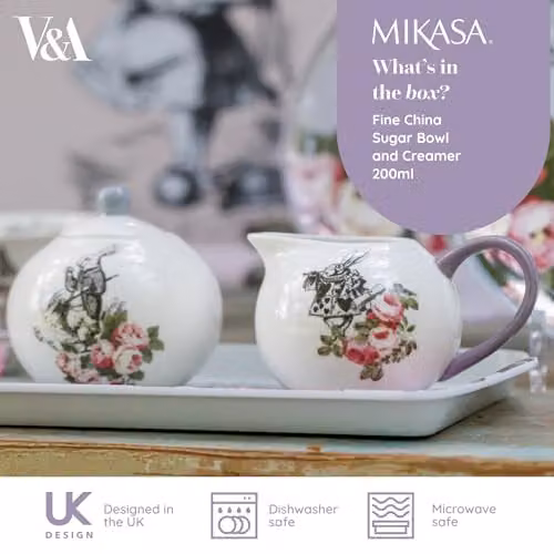 Mikasa Floral Bone China Sugar Bowl and Creamer Set in White and Multicolour – 2