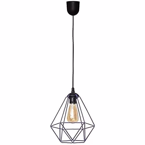 Netlighting Helam Karo Wire Frame Pendant Ceiling Light in Black and Purple, Diameter: 24 cm