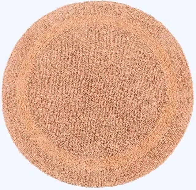 Homescapes Luxury Round Cotton Bath Mat, Peach, Diameter: 80 cm