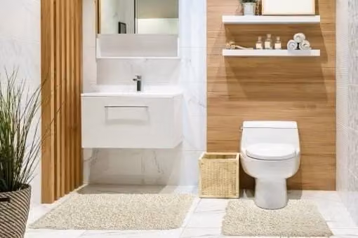 New Edge Blinds Tumble Twist Collection 2-Piece Pure Cotton Bath Mat and WC Pedestal Mat Set in Beige, W: 50 cm x L: 80 cm
