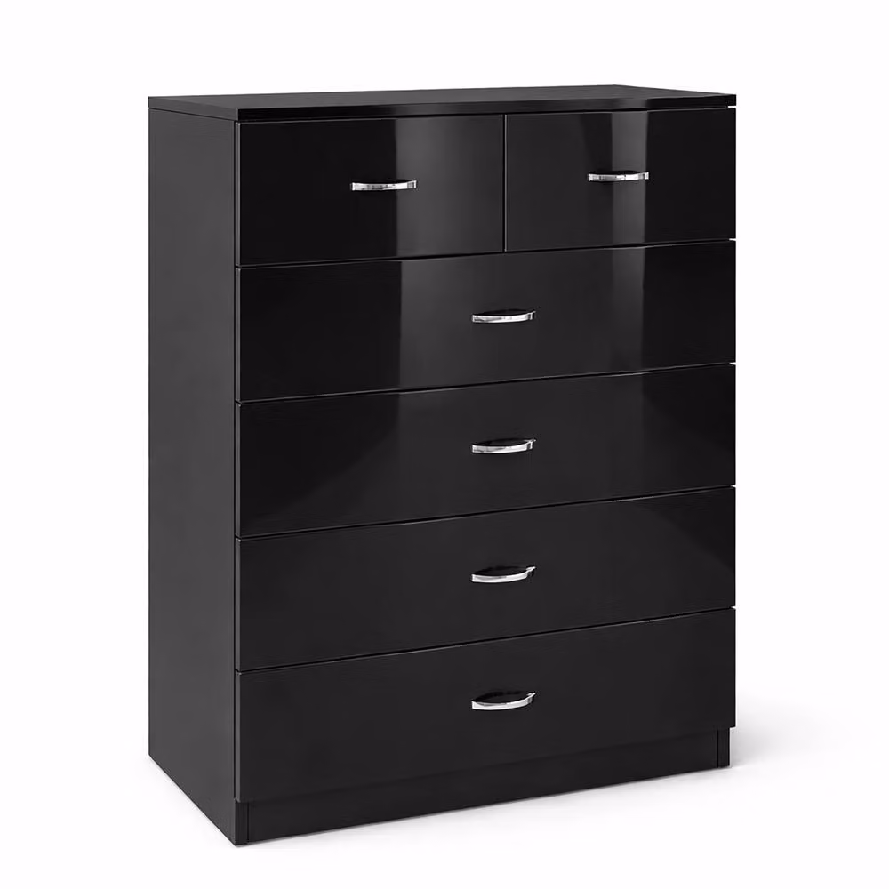 Harmin Modern High Gloss Black 6-Drawer Chest of Drawers W/D/H: 100 x 40 x 70 cm – 3