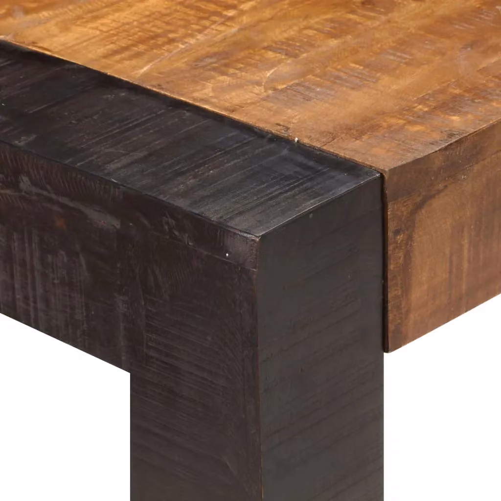 Berkfield Home Rectangular Dining Table in Brown Solid Rough Mango Wood, W/D/H: 140 x 70 x 76 cm – 5
