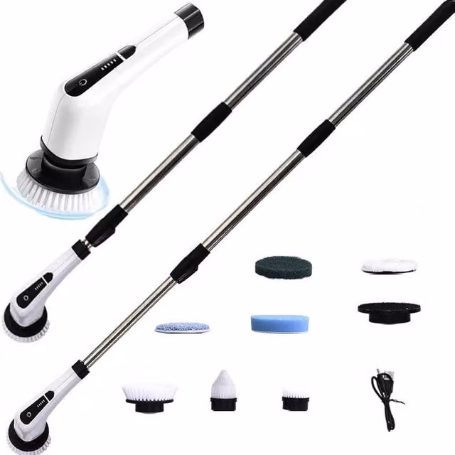 EONLION 9 in 1 Electric Spin Scrubber Handheld, White, Length: 100 cm