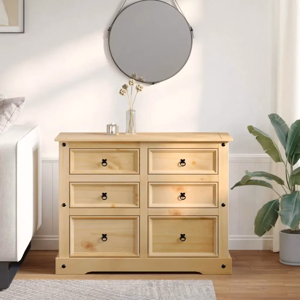 Berkfield Home Corona Chest of Drawers in Brown Solid Wood Pine, W/D/H: 120 x 48 x 91 cm – 2