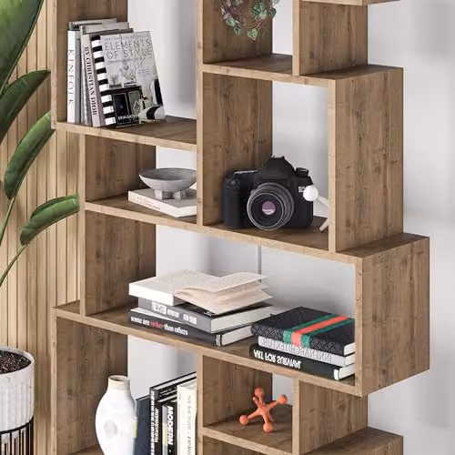 Decortie Karmato Modern Bookcase Display Unit, Brown, H 169.0 cm x W 96.0 cm x D 26.0 cm – 3