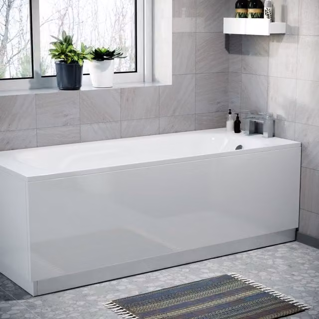 Nes Home White Waterproof Durable PVC Front Bath Panel, 15mm Thick, Width: 180 cm – 1
