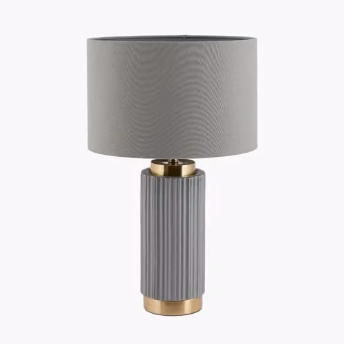 Pacific Lifestyle Art Deco Ceramic Textured Table Lamp with Fabric Shade in Grey