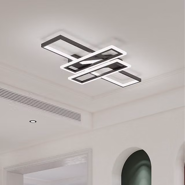Komore Minimalist Rectangular LED Ceiling Light in Black
