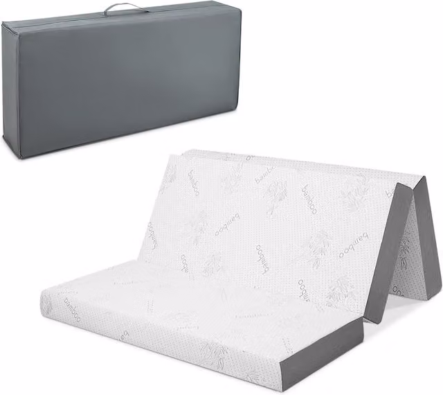 Costway White Cool Gel Memory Foam Folding Mattress, W/D/H: 180 x 200 cm