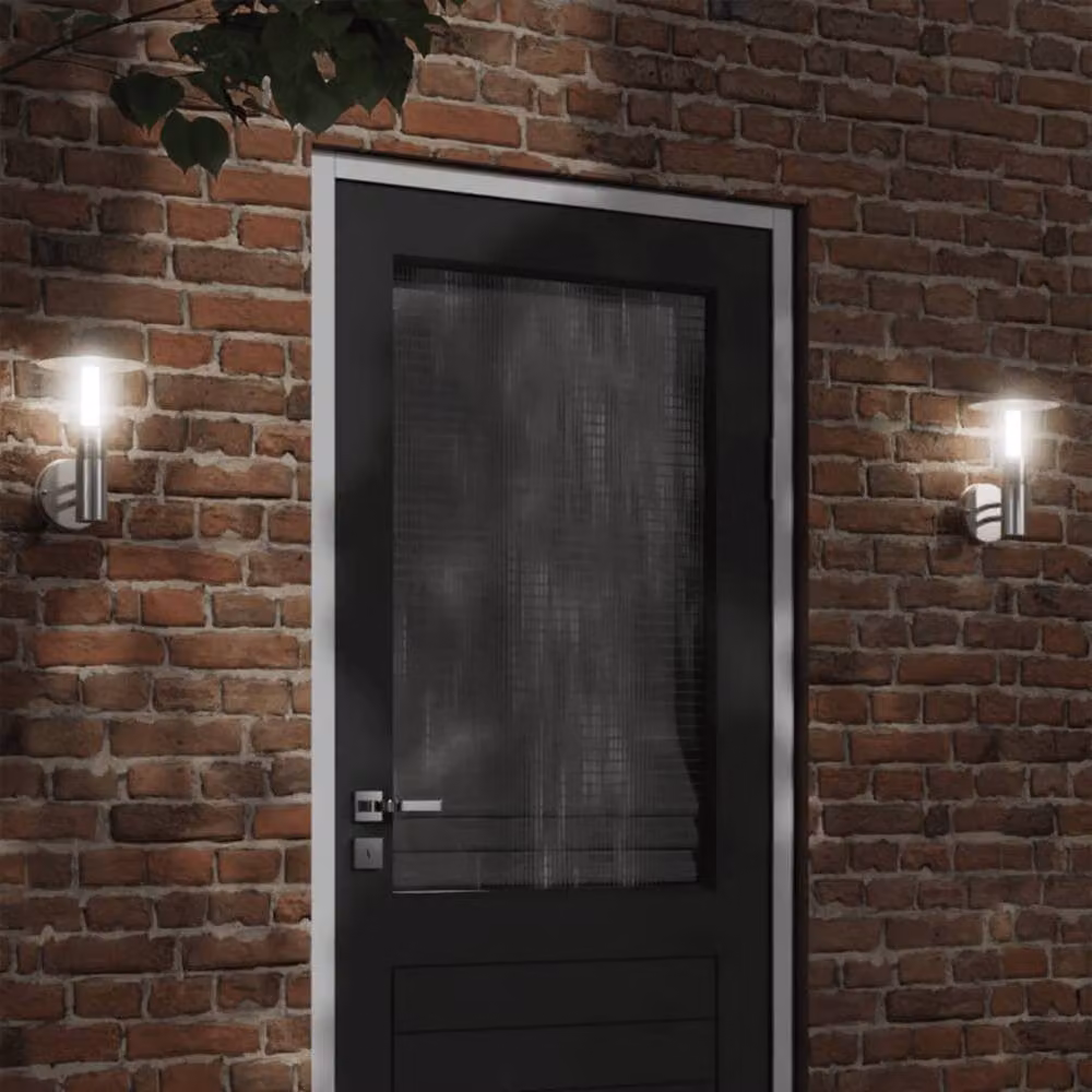 Berkfield Home Modern Silver Stainless Steel Outdoor Wall Lights, 2 Pack