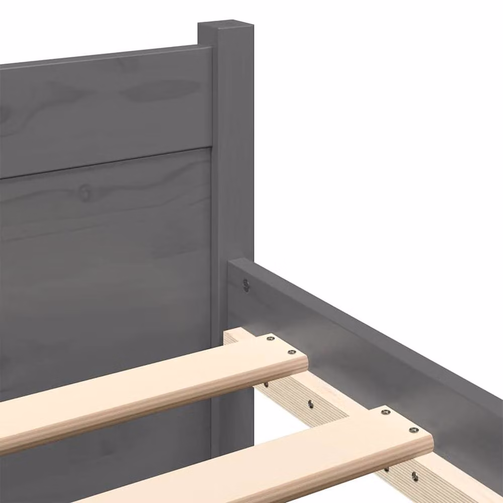 Berkfield Home Small Single Solid Wood Bed Frame in Grey, W: 75 cm, L: 190 cm – 4