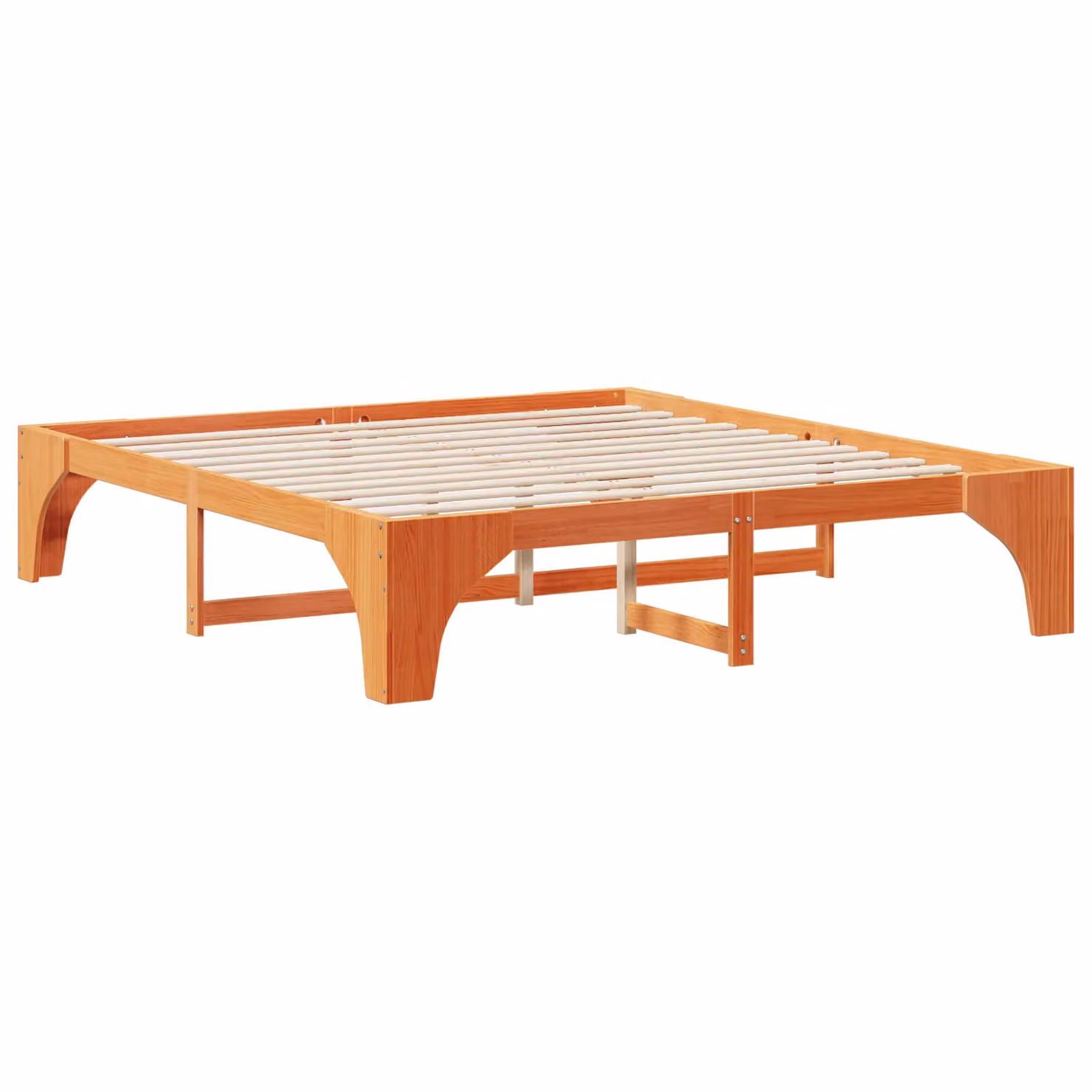 Berkfield Home Floor Bed Frame with Storage in Brown, Solid Pine Wood, 200 x 200 cm – 2