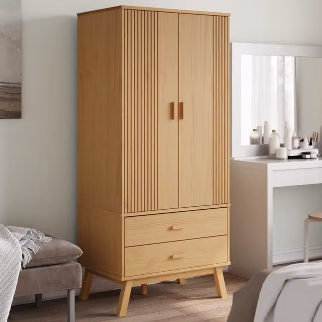 Berkfield Home OLDEN Wardrobe in Brown Solid Pine Wood, W/D/H: 76.5 x 53 x 172 cm – 1