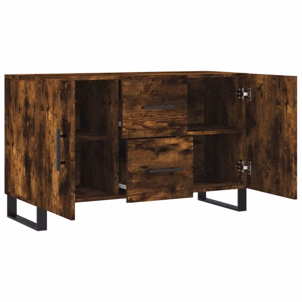 Berkfield Home Modern Smoked Oak Sideboard in Brown, W/D/H: 100 x 36 x 60 cm – 4