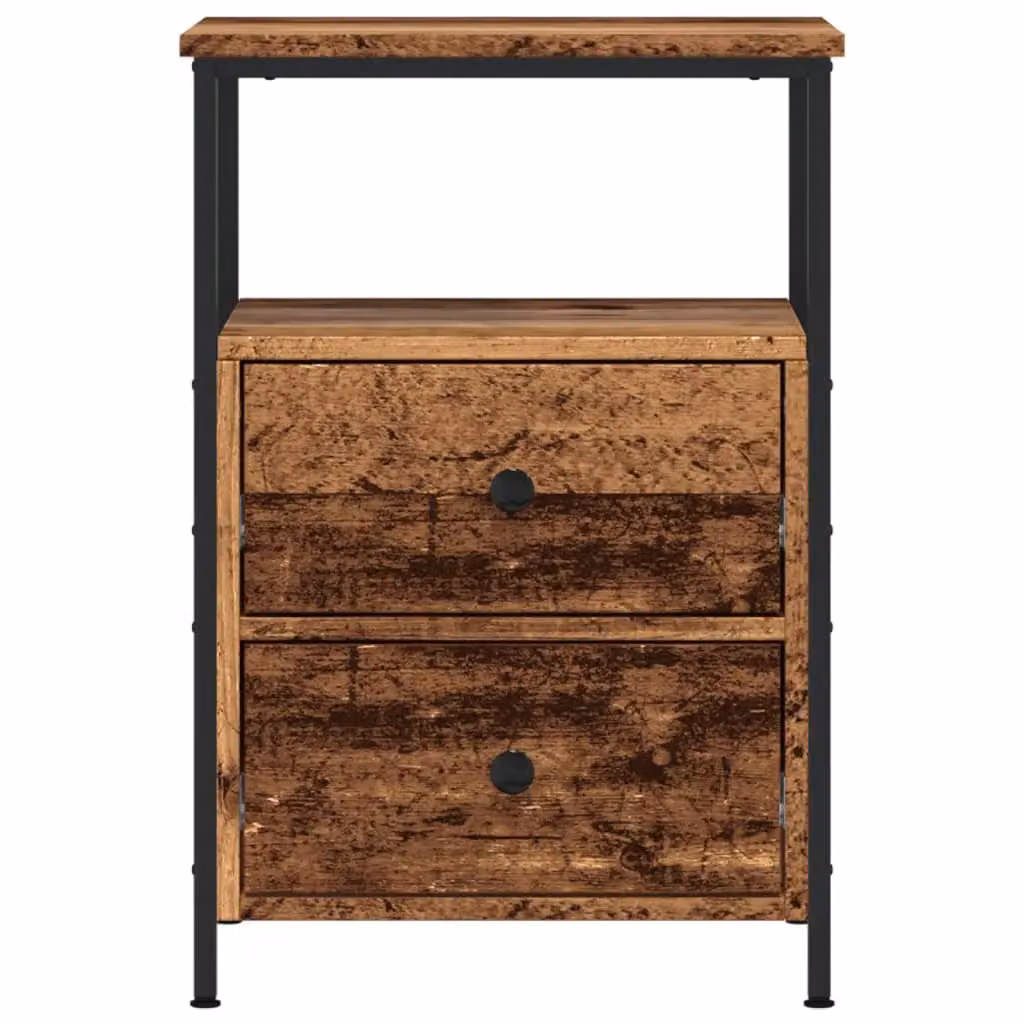 Berkfield Home Bedside Cabinet in Brown Old Wood, W/D/H: 34 x 35.5 x 50 cm – 4