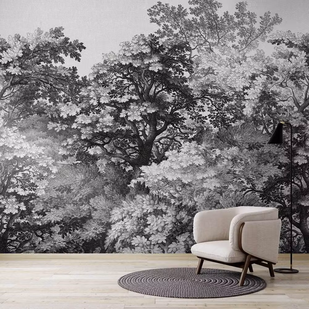 Superfresco Easy Forest Canopy Mono Print Floral Wall Mural in Black and Green, W: 3 m x H: 2.8 m – 3