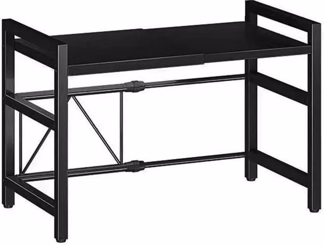 SPETLEK 2-Tier Expandable Microwave Oven Rack Stand in Black with Adjustable Shelves – 1