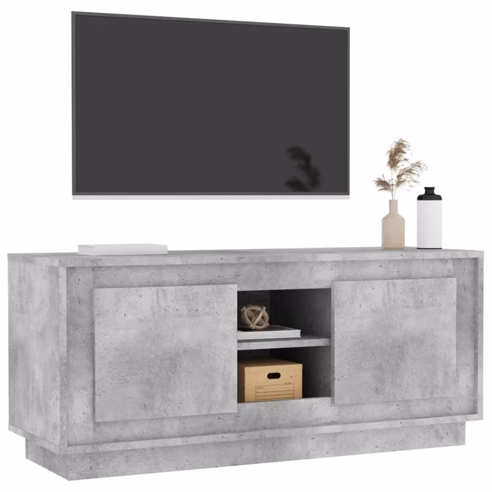 Berkfield Home Modern TV Cabinet in Concrete Grey, W/D/H: 102 x 35 x 45 cm – 3