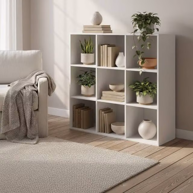 Wyld Haus Naleno White 9 Cube Freestanding MDF Storage Shelf
