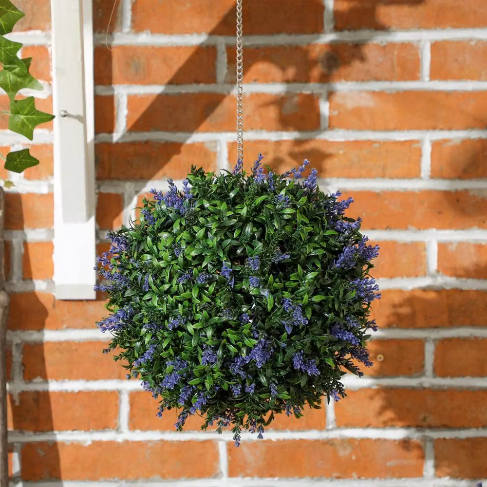 STILVORA Set of 2 Purple Artificial Lavender Topiary Balls, Diameter: 27 cm – 6