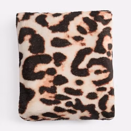 OHS Leopard Print Fleece Blanket Throw, Multicolour Brown, W/D/H: 125 x 150 cm – 2