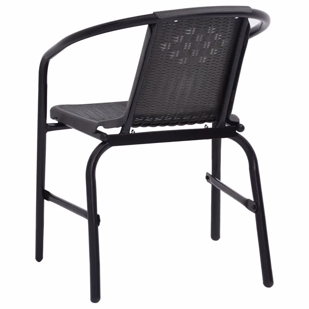 Berkfield Home Set of 2 Modern Black Plastic Rattan and Steel Garden Chairs – 3