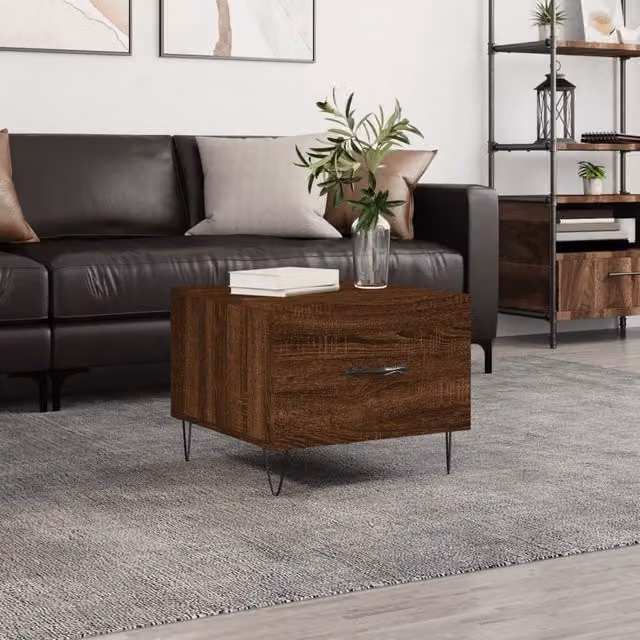 Berkfield Home Square Coffee Table in Brown Oak, W/D/H: 50 x 50 x 40 cm – 1