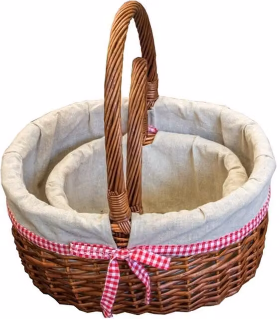 Set of 2 Red Hamper Wicker Hollander Shopping Baskets with Brown Lining – 1