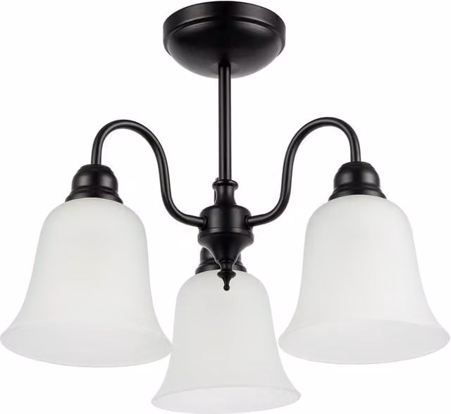 Happy Homewares Classic Ornate Black Ceiling Light Fitting with Glass Downlight Shades – 1