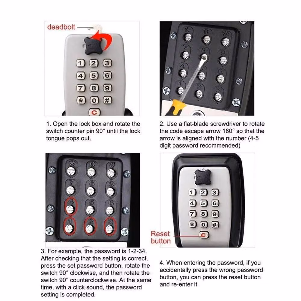 Nordara Combination Key Safe, Wall Mounted, Black and Multicolour – 5