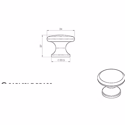 Loops Antique Brass Flat Faced Round Door Knob, 34mm Diameter – 2