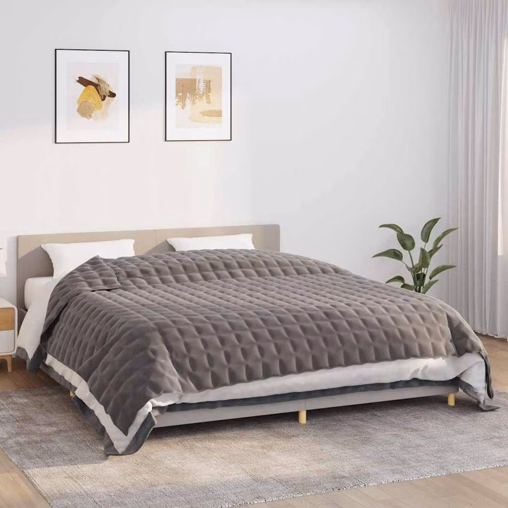 Berkfield Home Soft Weighted Blanket in Grey, W: 235 cm, D: 290 cm, 15 kg – 2