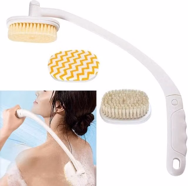 EONLION 3-in-1 Long Handle Back Scrubber Body Brush in White – 1