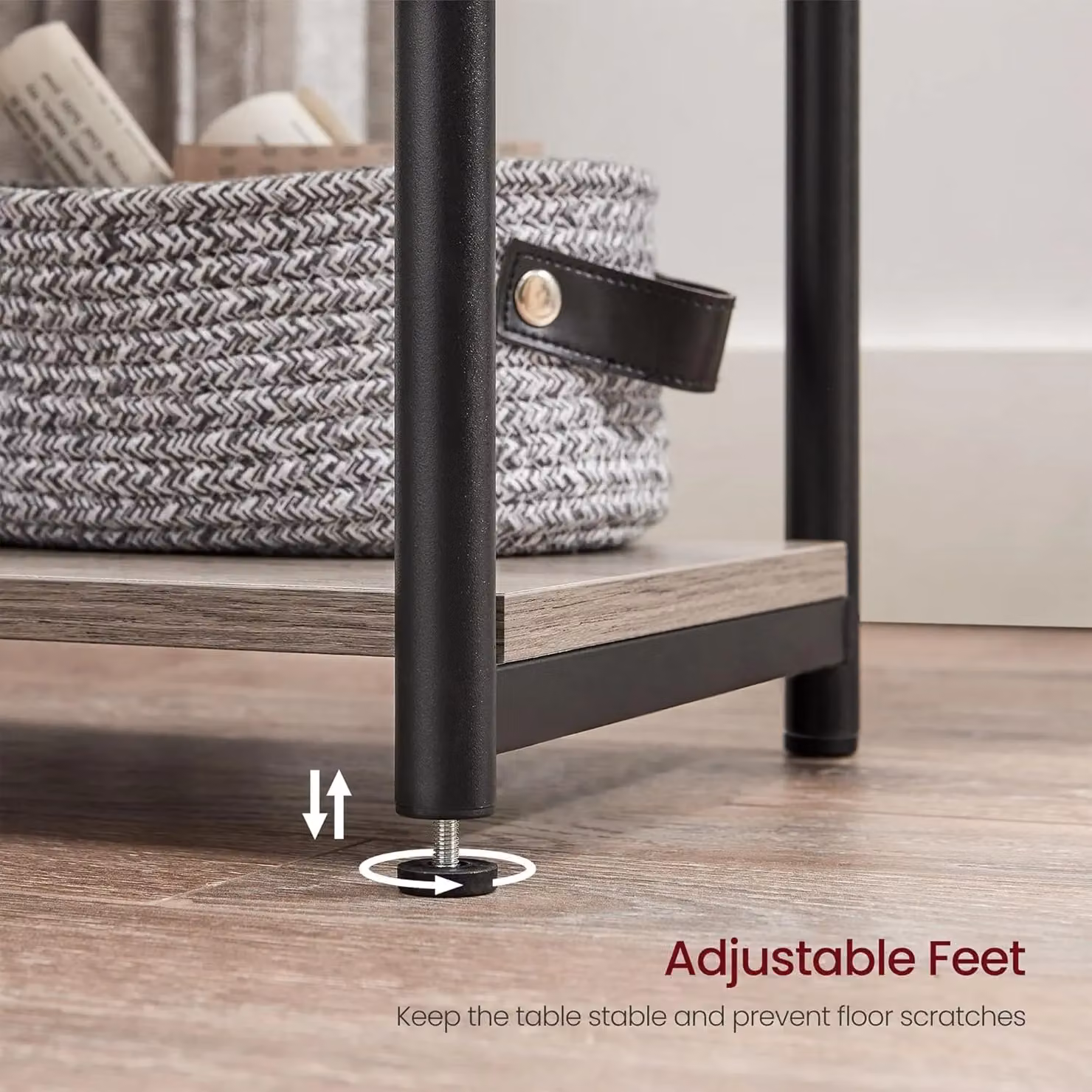 VASAGLE Industrial Side Table with Storage Shelf in Brown and Beige – 5
