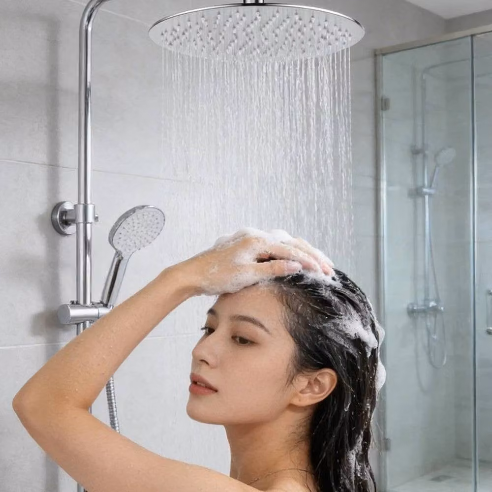 VOGREX Round Stainless Steel Anti-Limescale Overhead Rain Shower Head in Silver, Diameter: 30 cm – 2