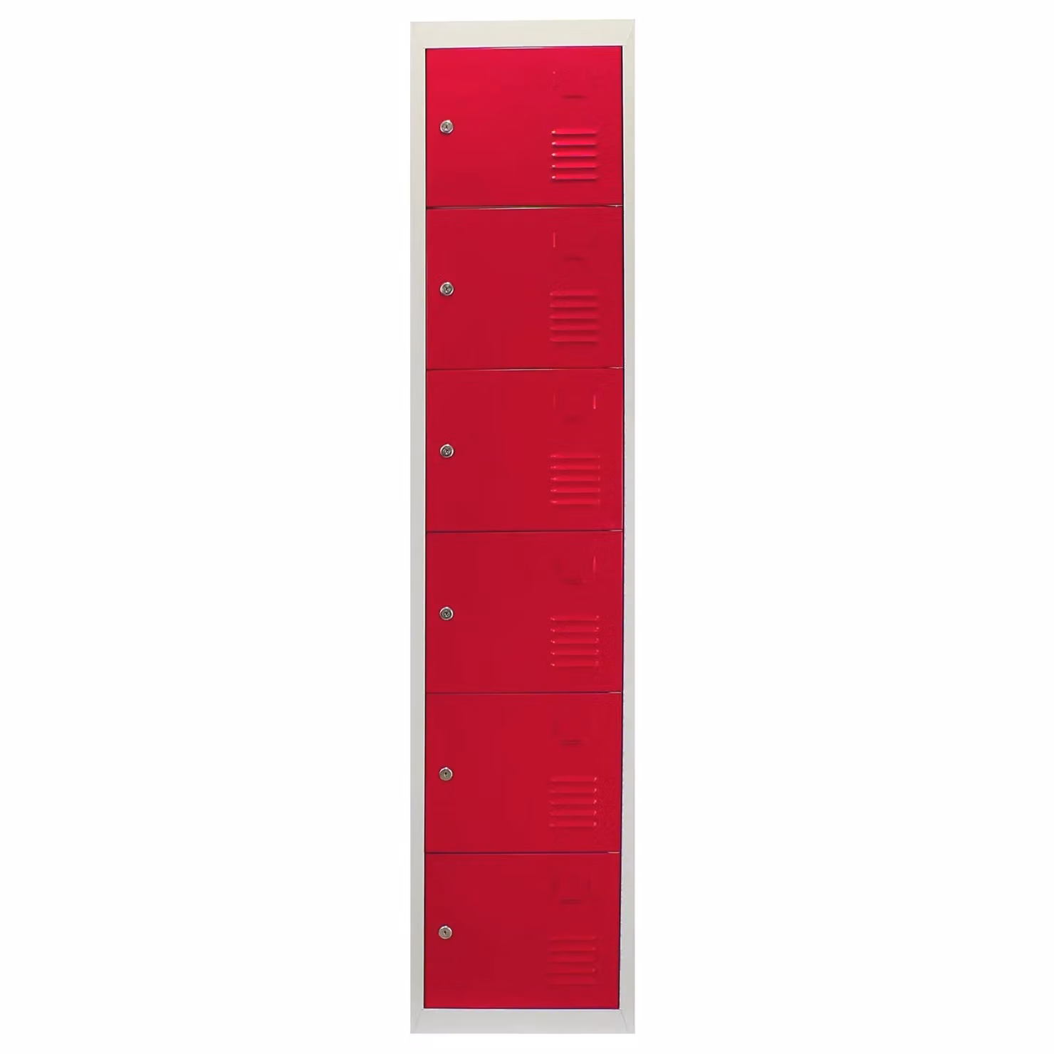 Monstershop Metal Storage Lockers with Six Hinged Doors, Red, H 180 x W 45 x D 38 cm – 2