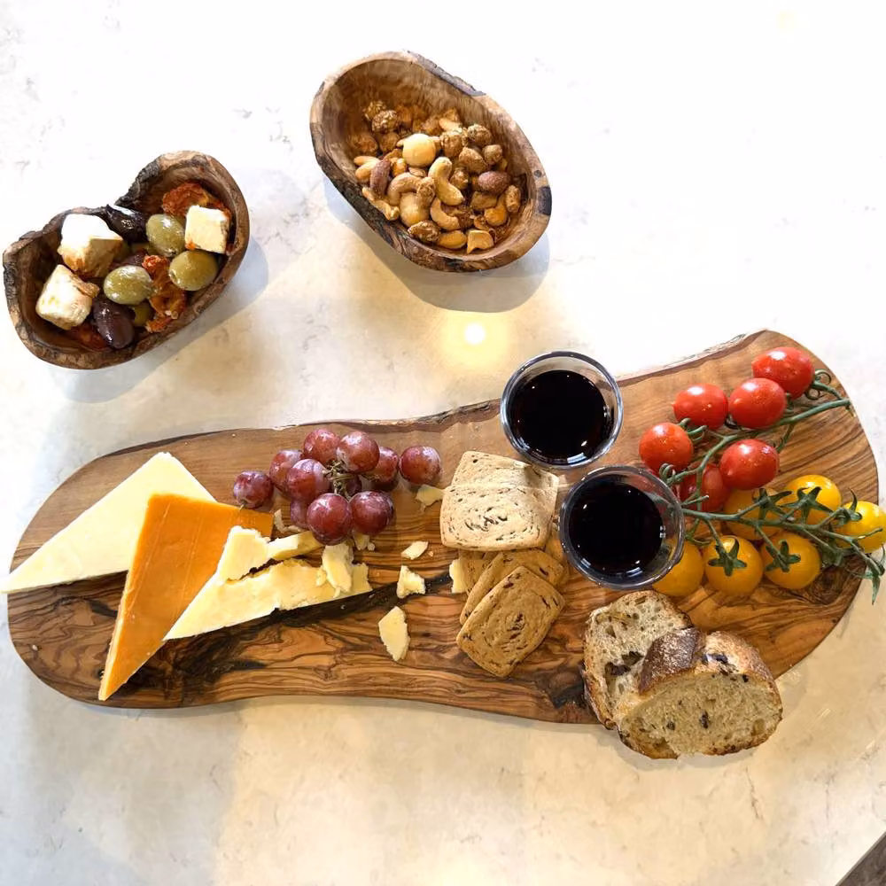 Verano Spanish Ceramics Brown Olive Wood Rustic Slim Charcuterie Board, W: 13-16 cm, L: 45 cm – 4