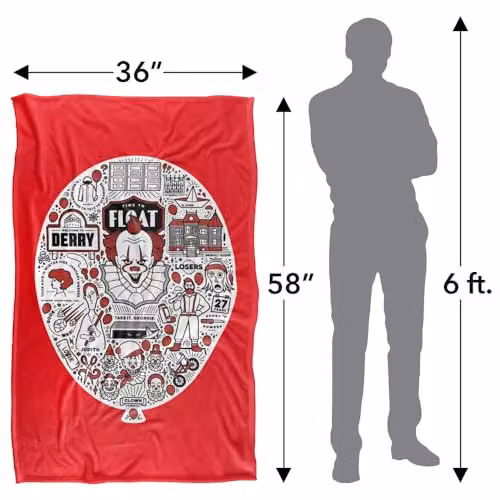 Warner Bros. It 2017 Pennywise Icon Balloon Super Soft Fleece Throw Blanket, Multicolour, W: 91 x 147 cm – 4