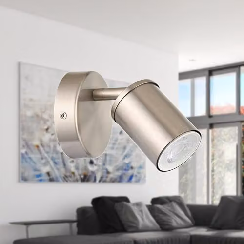 First Choice Lighting Larbert Set of 2 Adjustable LED Wall or Ceiling Spotlights in Silver Chrome Metal – 2
