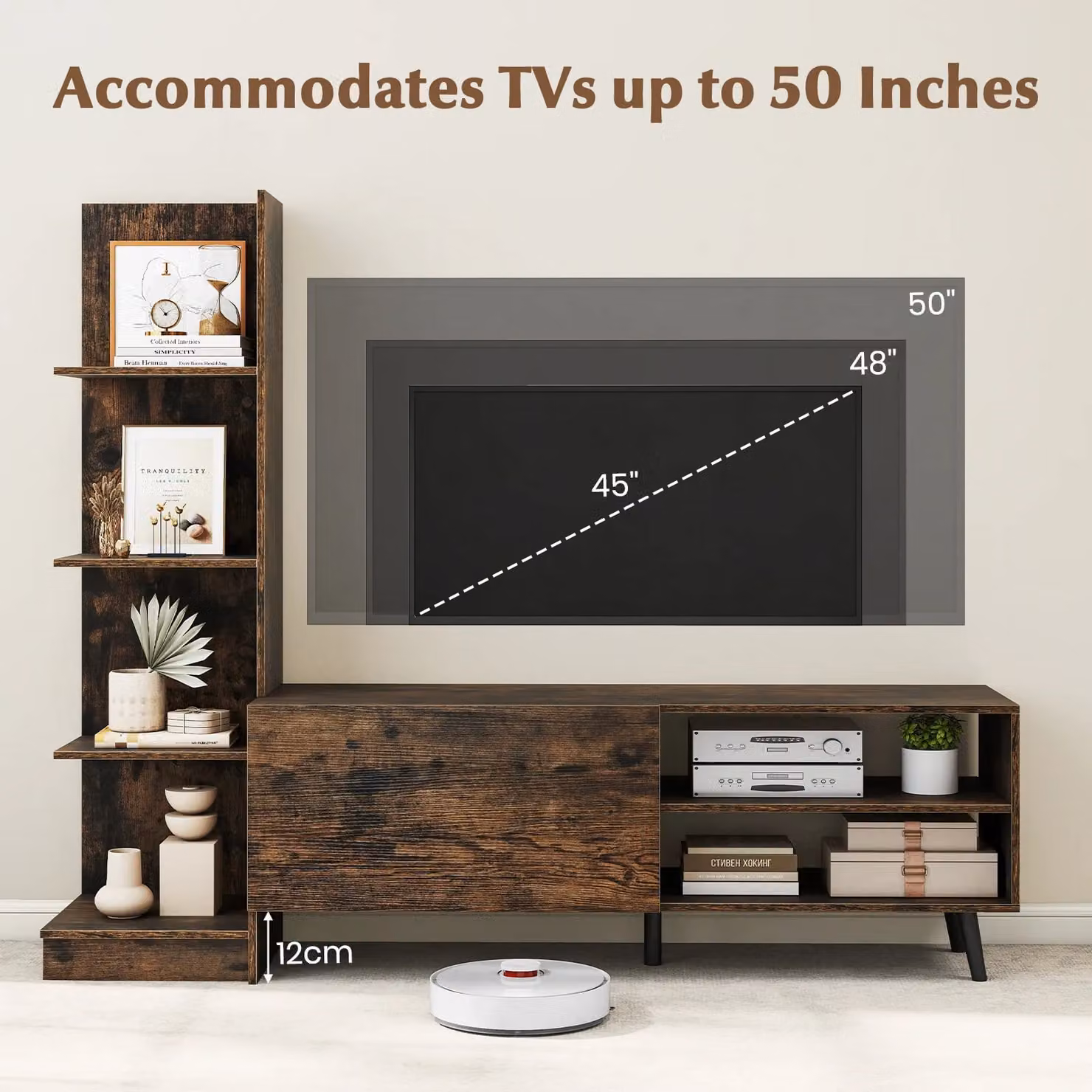 Costway Modern Brown TV Stand and Entertainment Center for TVs up to 50 Inches – 5