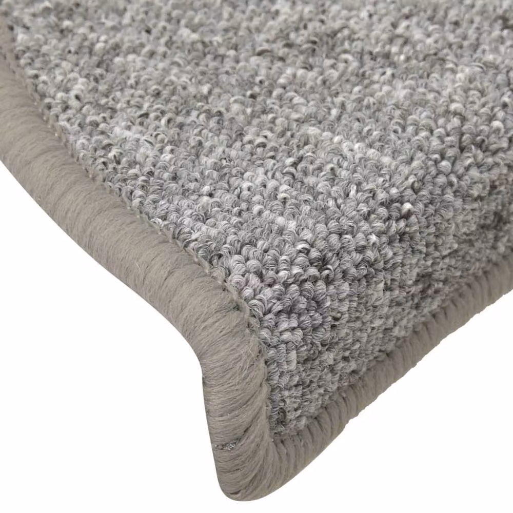 Berkfield Home Self-Adhesive Carpet Stair Treads, 15 Pieces, Light Grey, W: 56 cm, D: 17 cm, H: 3 cm – 3