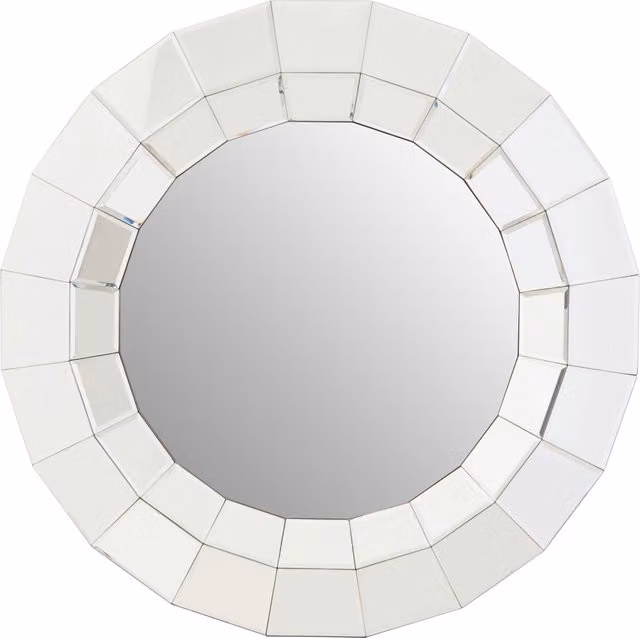 Orsina Puzzle Round Geometric Wall Mirror in Silver