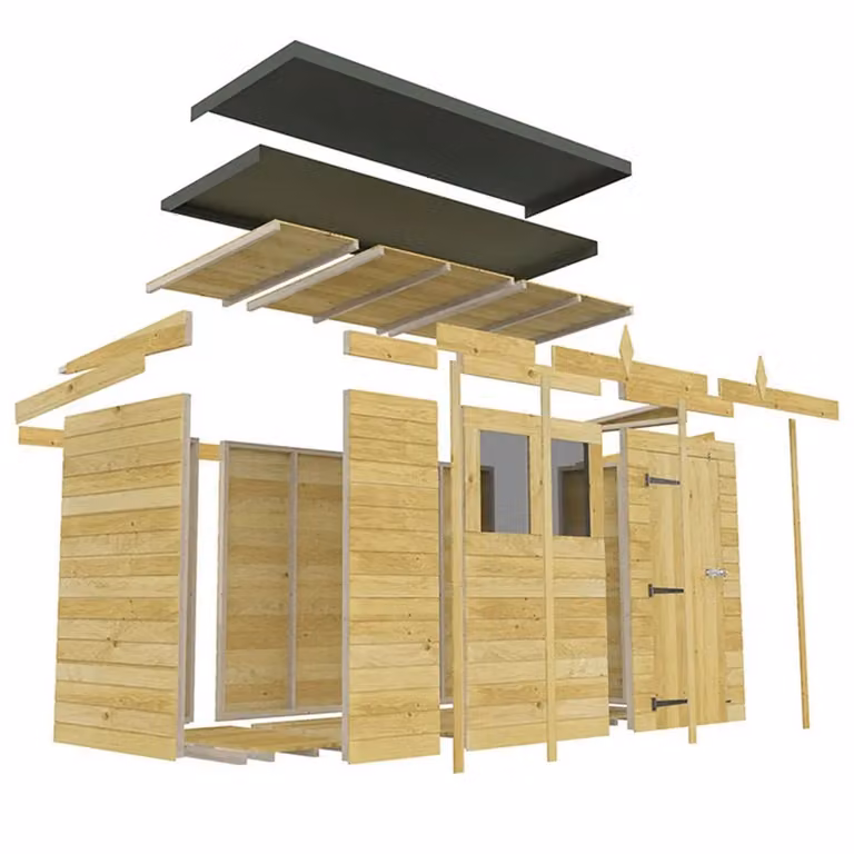 Buttercup Farm Brown Pent Shed with Single Door and No Windows, L214 x W147 x H201 cm